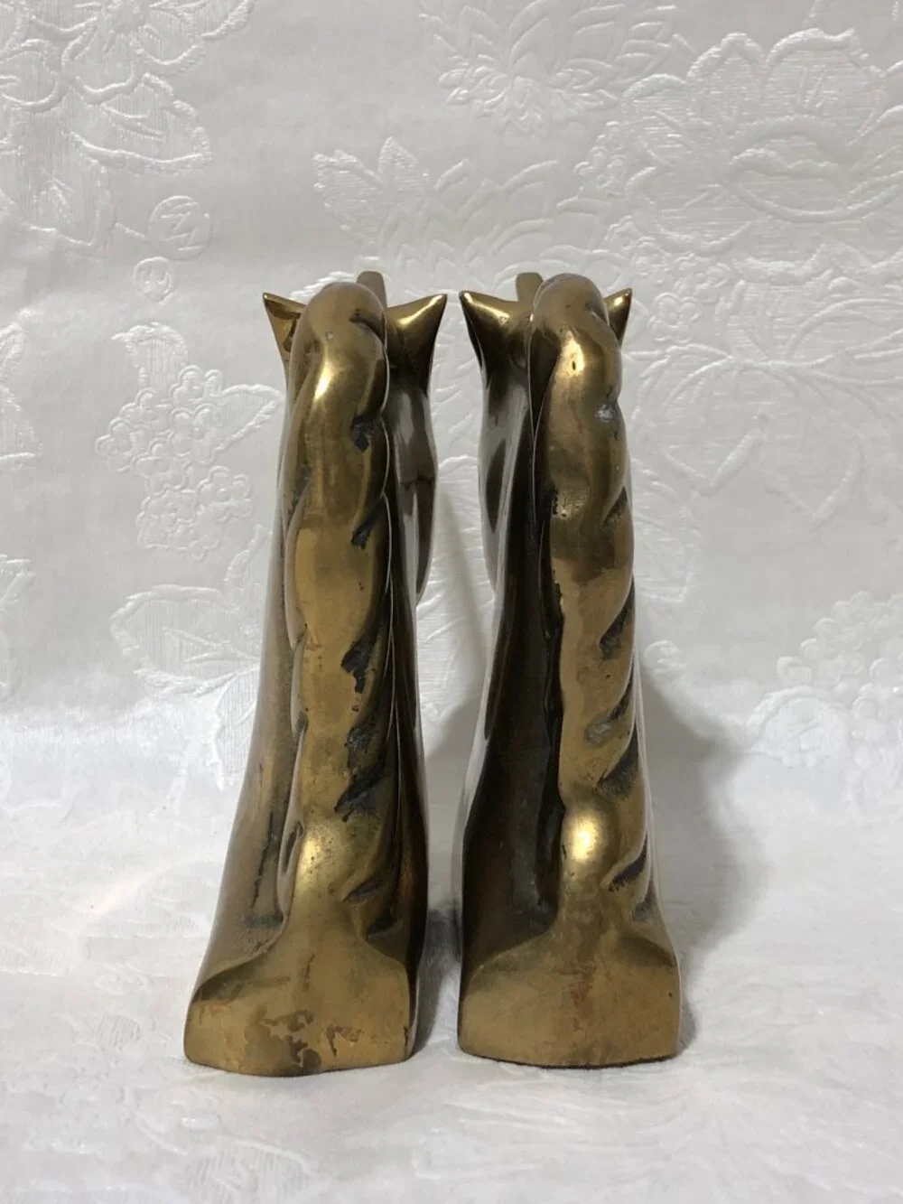 Vintage Brass Unicorn Bookends Pair Gold Fantasy Decor Mystical Heavy Sculpture